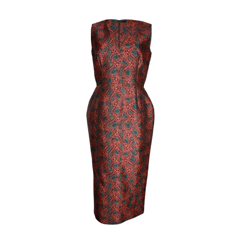 Rochas Printed Midi Dress in Multicolor Polyester